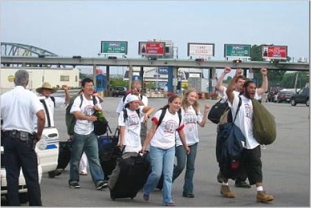 Celebrations at the border crossing in Buffalo